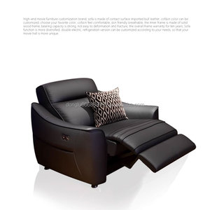 Fauteuil double électrique moderne haut <span class=keywords><strong>de</strong></span> gamme en cuir véritable pour home cinéma, fonctionnel pour salons et halls, en métal et bois - Product Image 5