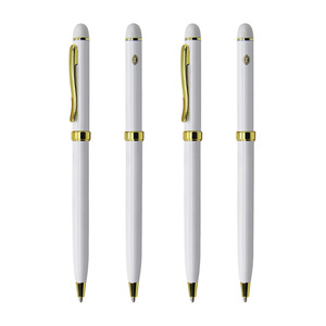 Bolígrafo Deportivo Delgado Blanco Intercontinental con Clip Dorado, Bolígrafo de Metal con Logotipo Personalizado - Product Image 4