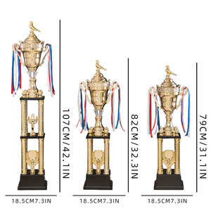 Cúp cao cấp bốn cột, mạ vàng, đế đen, nhiều kích cỡ, dùng làm giải thưởng, lễ trao giải, sự kiện thể thao SZ16 - Product Image 5