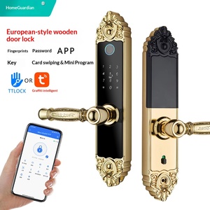 Cerradura Inteligente con Huella Dactilar para Puerta de Madera y Aleación de Aluminio Estilo Europeo, Control por WiFi y Aplicación (TTLock/All-lock), Acabado en Oro 24K para Dormitorio - Product Image 2