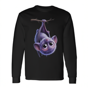 T-shirt à manches longues avec motif de chauve-souris mignonne à tête en bas et grands yeux, style Kawaii - Product Image 2