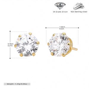Vintage Style 925 Sterling <b>Silver</b> <b>Stud</b> Earrings with Round 5A Cubic Zircon for Women-Wedding Engagement Anniversary Party Gift - Product Image 2