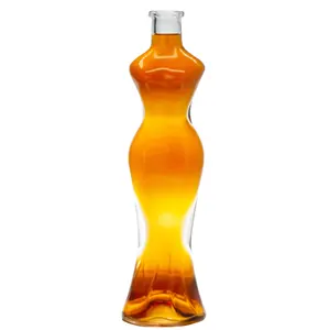 Customized Glasflaschen Super Flint Glass Wine Liquor Bottle Women Shape Bottle Botella De Vidrio For Vodka Whiskey Rum Gin