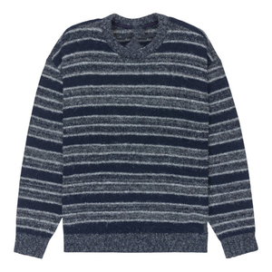 Custom Classic Mens Navy Grey rayas horizontales de <span class=keywords><strong>manga</strong></span> <span class=keywords><strong>larga</strong></span> de punto clásico Shoreton Stripe <span class=keywords><strong>cuello</strong></span> redondo de alta calidad - Product Image 1