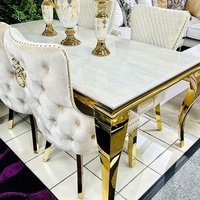 Mesa de Comedor de Acero Inoxidable Dorado para 6, 8 o 10 Personas, Venta Rápida, Mesa de Comedor al por Mayor