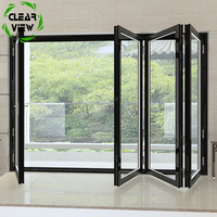 Porte pliante en aluminium CLEARVIEW NZ, norme néo-zélandaise, double vitrage, lanterneau - Isolation thermique, étanche, pour usage extérieur