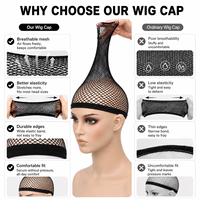 Bonnet en maille élastique pour la confection de perruques, vente en gros, filet à cheveux en nylon, accessoires pour perruques