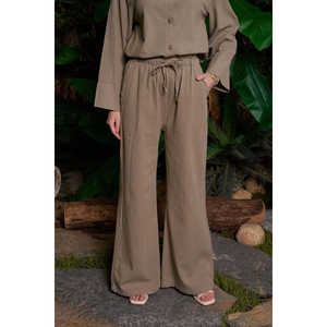Women's Palazzo Linen Trousers Casual Wide-Leg Baggy Pants with <b>Elastic</b> <b>Waist</b> XL Size Canvas Closure Type - Product Image 6