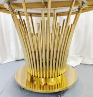 Grande table ronde dorée pour gâteaux, en acier inoxydable, vente directe usine, luxe, pour mariages, banquets, réceptions d'hôtel, personnalisable