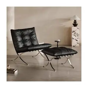 Cadeira moderna de couro para sala de estar, lounge, lazer, Barcelona, móveis para casa, hotel