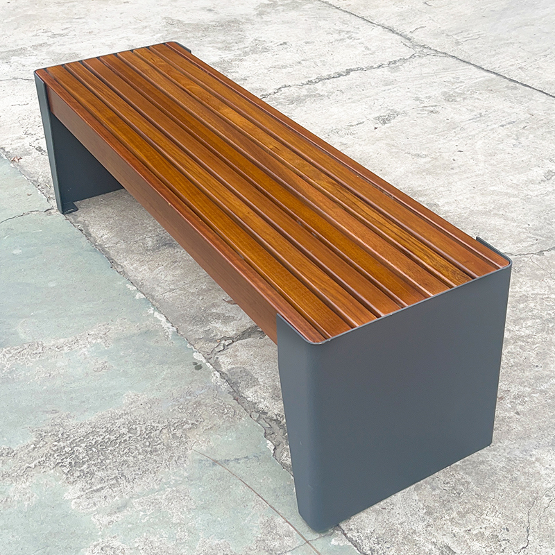 Modern Solid Wood Bench with Galvanized