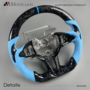Volant en fibre de carbone forgée bleu personnalisé avec poignée en microfibre bleue pour Hyundai Elantra N, i30N, i20N, N-line, Kona N 2018-2026 - Product Image 3