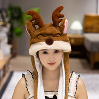 Nouveaux chapeaux de Noël en peluche gonflables à oreilles qui bougent, modèles Père Noël, Cerf, Grinch, Bonhomme de pain d'épices, et chapeaux d'elfe pour fêtes à thème