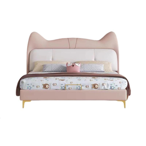 <span class=keywords><strong>Lit</strong></span> en bois massif en forme d'oreilles de chat au design moderne avec rangement, vente directe d'usine pour filles et garçons - Product Image 1