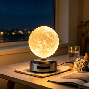 Auto Lifting Magnetic Levitation Moon Lamp 3D Printing Floating Moon <b>Light</b> Touch Control LED Night <b>Light</b> Home Decor - Product Image 3