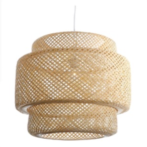 Lampe en bambou en tissu personnalisée Lustre Art déco Suspension pour îlot de cuisine Abat-jour tissé pour intérieur pour Cocina - Product Image 2