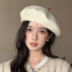 Béret chic pour femme, chapeau de peintre rétro en laine, chapeau d'artiste français élégant à petite queue, chapeau polyvalent, vente en gros - Product Image 3