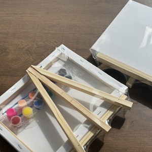 Juego de 16 caballetes de madera acrílica con 2 pinceles, <span class=keywords><strong>12</strong></span> tableros de lienzo, Kit de pintura artística para niños y adultos para fiestas de pintura - Product Image 5