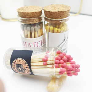 Pot en verre support de sécurité bois noir pointu allumettes publicité personnalisée hôtel cadeau impression pot en verre allumettes noires - Product Image 1