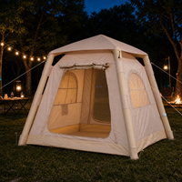 Tente de camping gonflable portable de 4,6 m² avec doubles portes et fenêtres pour le camping de loisirs en plein air