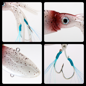 Grand jeu lumineux UV TPR poulpe calmar jupe mer eau salée avec crochet d'assistance jigging leurres appâts 90g 130g 170g 200g - Product Image 5