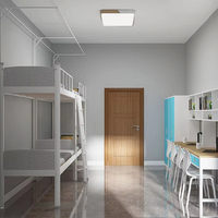 Lit superposé en acier 4 places gain de place pour dortoir, design moderne et minimaliste, interface USB rotative, panneaux en panneaux de particules, échelle et bureau