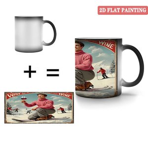 Mug en céramique noir givré de 11 oz, changeant de couleur à la chaleur, cadeau pour réunion d'affaires - Product Image 4