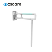 Barre d'appui pliable en TPE peu encombrante avec pied de support / Barre d'appui antidérapante pour salle de bain avec tube intérieur en aluminium épaissi