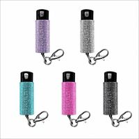 Porte-clés de défense personnelle professionnel en spray de diamant pour femmes, rose, avec étui de transport, kit de défense en strass, lampe torche, piles AAA, chaud