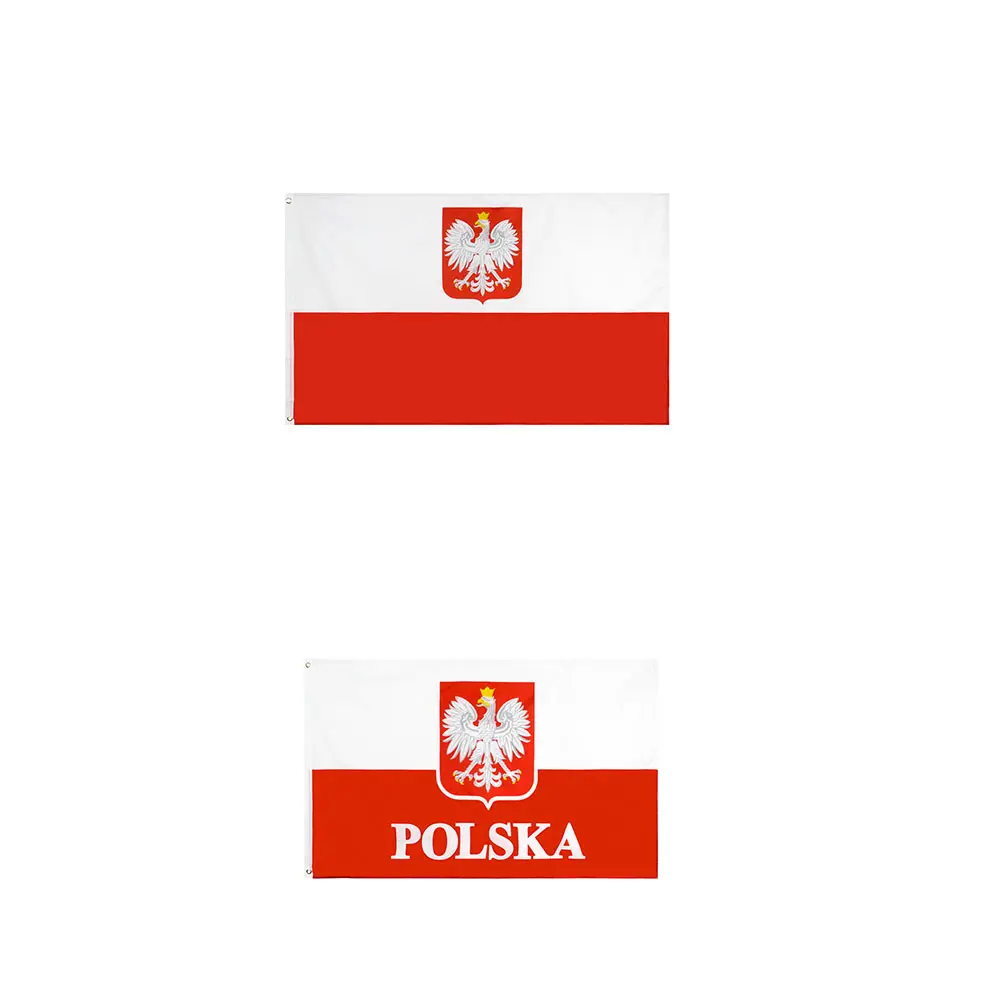 Ready to Ship 100% Polyester 3x5ft Stock Poland State Ensign Polish Eagle Flag