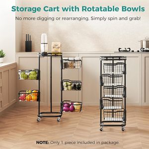 <span class=keywords><strong>Carrito</strong></span> de Almacenamiento de Frutas y Verduras de Metal Moderno de 5 Niveles con Cesta Giratoria de una Pieza, Organizador de Despensa, Estante, Soporte de Piso - Product Image 2