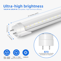 Éclairage intérieur OEM & ODM Corps en aluminium épais de haut niveau 13W 18W 24W 2Ft 3Ft 4Ft 5Ft T8 G13 Led Tube Light Office Warehouse