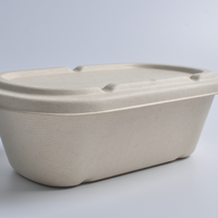 Conteneur à emporter rectangulaire en bagasse pour aliments pour bébés, 2 compartiments, avec couvercle, biodégradable et en matériaux recyclés, vente en gros d'usine