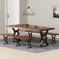 Pieds de banc en métal noir industriel moderne en forme de X, cadre en fer thermolaqué, table console à bord brut, mobilier de cour