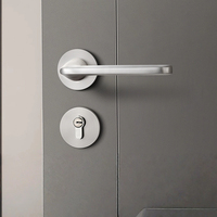 Serrure de porte en bois pour chambre à coucher, poignée de porte domestique moderne silencieuse à succion magnétique, serrure de porte en nickel brossé mat