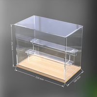 Vitrine de présentation en acrylique transparent avec base en bois pour figurines, boîte à collectionner anti-poussière, présentoir de bureau