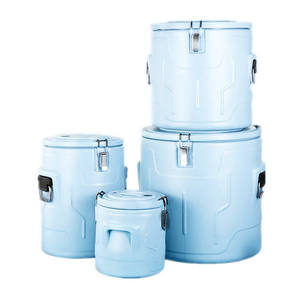 Ensemble de 4 chauffe-plats cylindriques thermiques haut de gamme FC0103, couleur crème et bleu, pour événements de luxe et services de restauration de banquets - Product Image 2