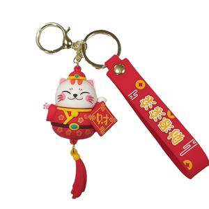 แจกตัวอย่างฟรี - พวงกุญแจ PVC 3 มิติ แบบกำหนดเอง การ์ตูนแมวกวักจีน ของขวัญ ตุ๊กตาแมวนำโชค ของขวัญสำหรับรถยนต์ กระเป๋า จี้ห้อย พวงกุญแจยาง - Product Image 5