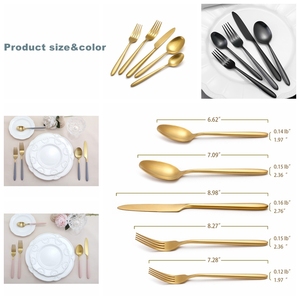 Ensemble de couverts de luxe en or mat Luckygoods pour mariage, cuillères, fourchettes et couteaux, ensemble de couverts en acier inoxydable pour restaurant, hôtel - Product Image 4
