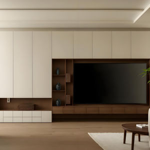 PA Sala de estar moderna Diseño de gabinetes de TV de madera con soporte de TV de gabinete de almacenamiento - Product Image 1