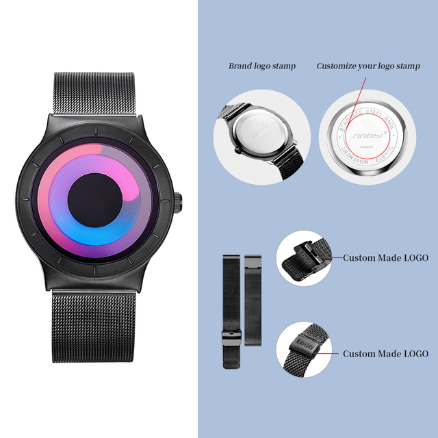 Low MOQ Customized Logo Men's Watch Vortex Concept Men Quartz Watch Steel Mesh Unique Creative Dial Wrist Watches