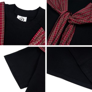 Vestiti estivi da uomo t-Shirt Plaid con papillon scialle davanti vestiti da uomo nuovi stili Design t-Shirt per uomo alla moda - Product Image 5