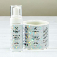 Autocollants personnalisés en vinyle holographique, résistants à l'huile, durables, imperméables, avec logo cosmétique, dorure à chaud, pour shampoing, en rouleau
