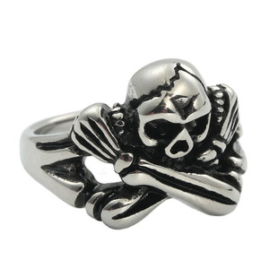 Anillo de Calavera para Hombre, Acero Inoxidable, Estilo Punk, Joyería Retro de Esqueleto, Regalo, Plateado 24066 - Product Image 5