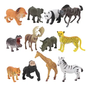 12PCS DIY儿童农场动物玩具塑料固体动物园动物野生套装人物学习婴儿儿童教育游戏套装
