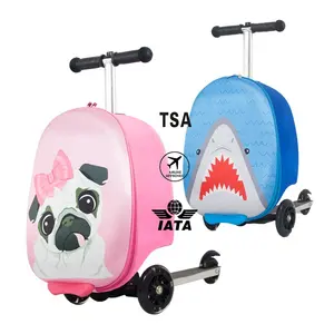 2023 New design large capacity US UK EU patent EVA kids kick scooter 3 wheels children suitcase luggage