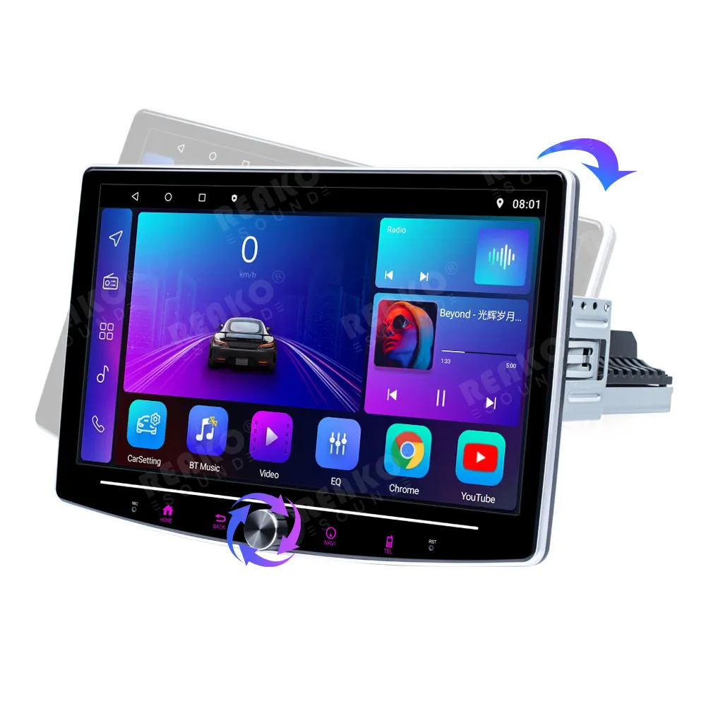 Universal 1 Din 10.1 ''Single Din Rotativo 360 Graus Android Rádio de Carro Wifi GPS Autoradio Audio Stereo