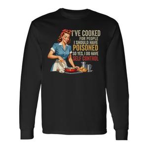 T-shirt a maniche lunghe Sassy Cooking per adulti, unisex, girocollo, con stampa digitale, design divertente - Product Image 1