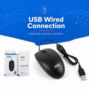 Ratón de ordenador ergonómico con cable óptico negro ASTA Factory, plástico ABS, USB, 1200 DPI, económico. - Product Image 3