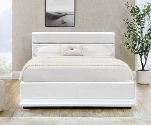 Mueble de dormitorio de diseño moderno, cama de sofá de cuero con elevador de <span class=keywords><strong>Gas</strong></span> y LED, tamaño doble - Product Image 2